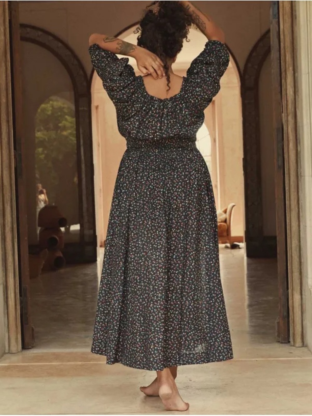 flowery silk dress DaisySilk Floral Maxi Long Sleeve A Line Garden Wedding Guest Dress Cream/Pink / L product-family: low-waist straight skirt neckline and is cut Red Prom Dresses – Size:0 (US 4-6)